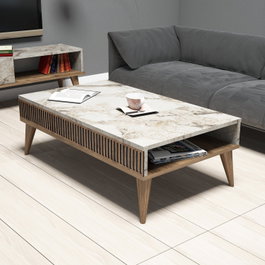 Hanah Home Mesa de centro Milan - Nogal y Blanco